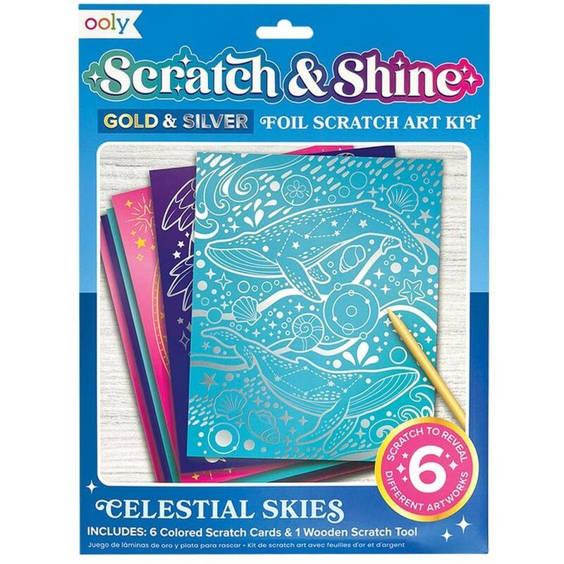 OOLY Scratch And Shine Foil Scratch Art Kit - Celestial Skies OOLY Scratch And Shine Foil Scratch Art Kit - Celestial Skies
