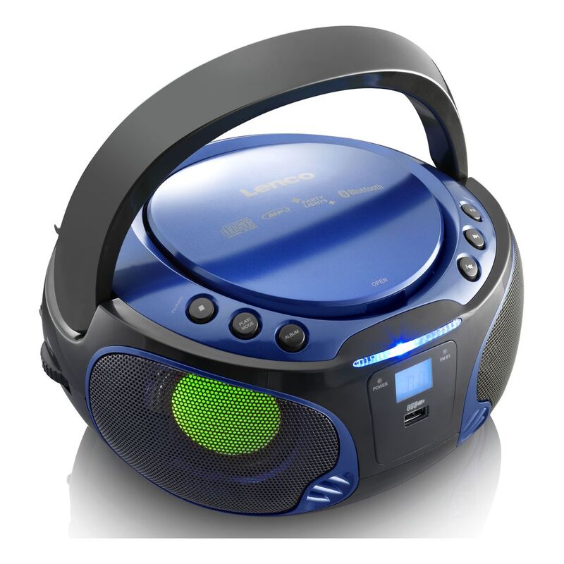 Lenco SCD-550BU Portable FM Radio/CD/Mp3/USB/Bluetooth Player with LED Lighting - Blue