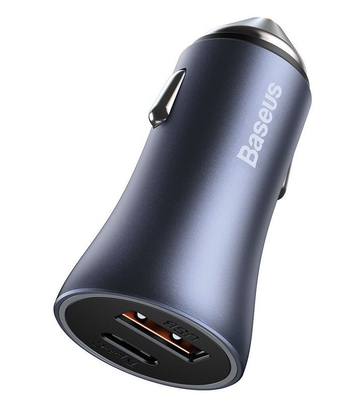 Baseus Golden Contactor Pro Dual Quick Charger Car Charger USB-A + USB-C 40W - Dark Gray