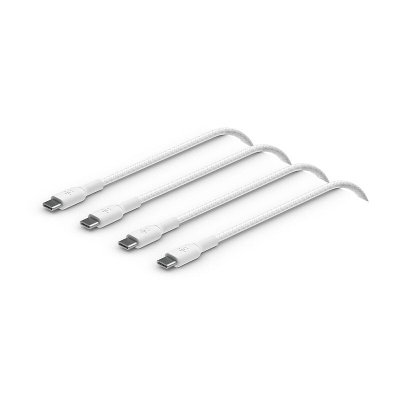 Belkin Braided Cable USB-C to USB-C 2.0 2m - White (Pack of 2) Belkin Braided Cable USB-C to USB-C 2.0 2m - White (Pack of 2)