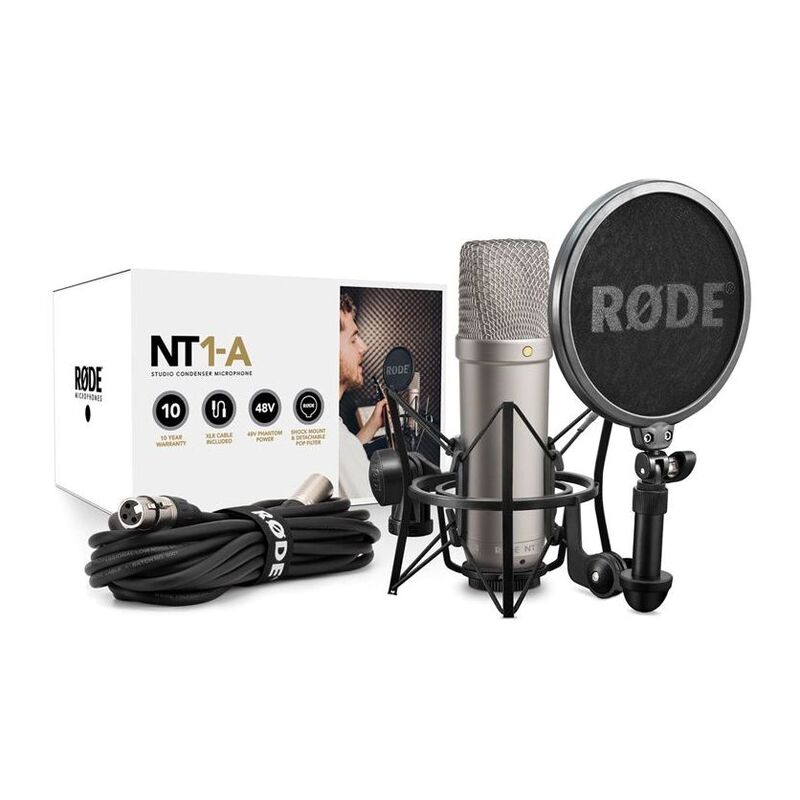Rode NT1-A Large-Diaphragm Cardioid Condenser Microphone with Shockmount & Pop Filter Rode NT1-A Large-Diaphragm Cardioid Condenser Microphone with Shockmount & Pop Filter