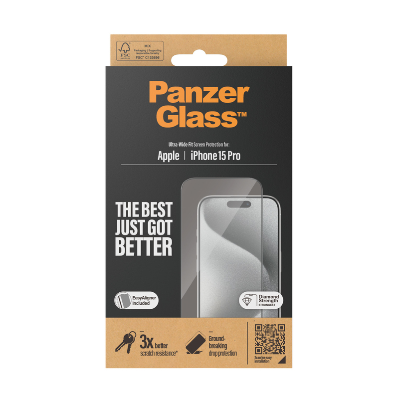 PanzerGlass Screen Protector for iPhone 15 Pro - UWF