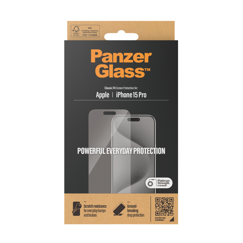 PanzerGlass Screen Protector for iPhone 15 Pro - Classic Fit