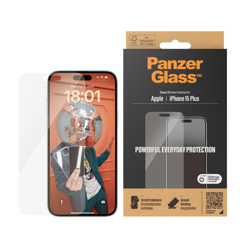 PanzerGlass Screen Protector for iPhone 15 Plus - Classic Fit