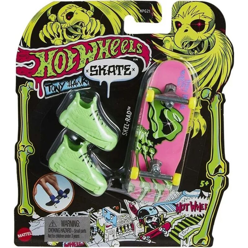 Hot Wheels Skates Neon Bones Tony Hawk Skel-Rad Fingerboard & Shoe HPG27 Hot Wheels Skates Neon Bones Tony Hawk Skel-Rad Fingerboard & Shoe HPG27
