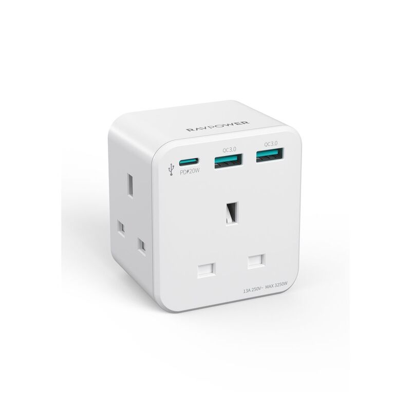 Ravpower PD 20W Wall Charger With 3 AC Plug - White