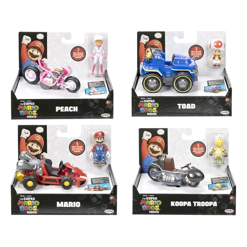 Jakks Pacific Nintendo Super Mario Movie Figures with Kart (Assortment - Includes 1)