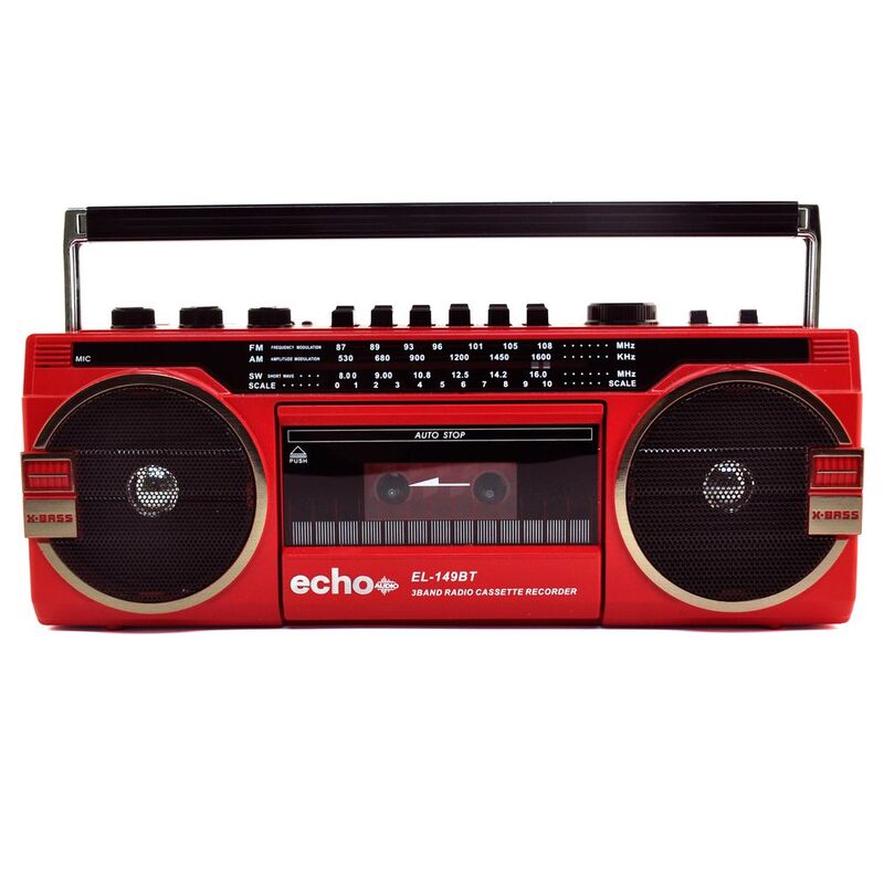 Echo Audio Retro Blast Radio Cassette Player With Bluetooth - Red