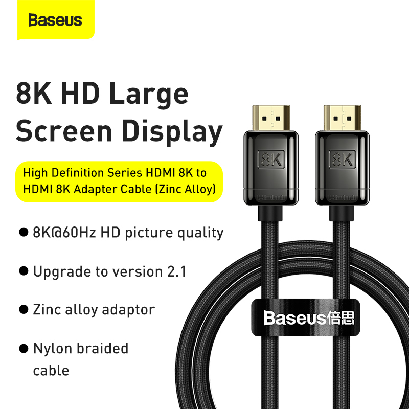 Baseus High Definition Series HDMI 8K to HDMI 8K Adapter Cable 1m - Black