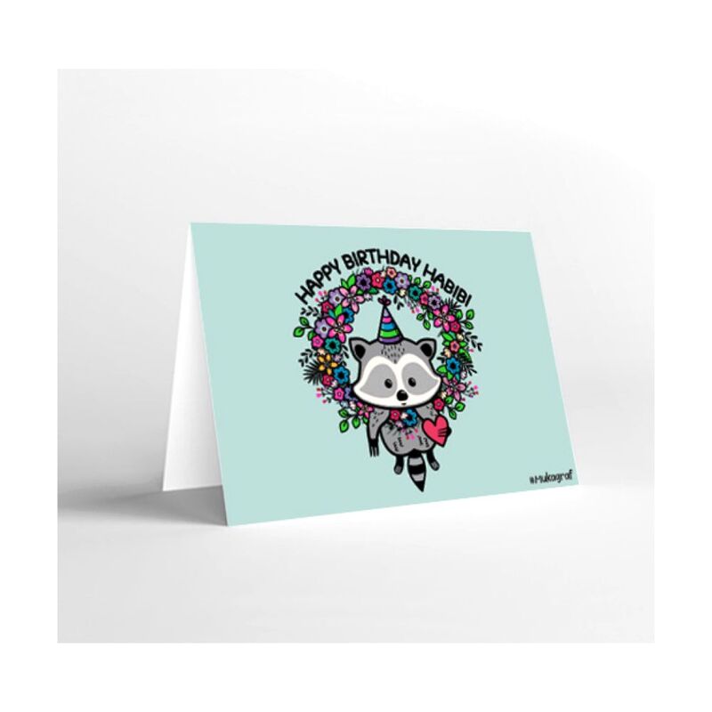 Mukagraf Mini Happy Birthday Habibi Greeting Card(11X8Cm)