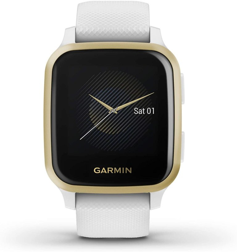 Garmin Venu SQ Smartwatch Light Gold Aluminium Bezel with White Case and Silicone Band