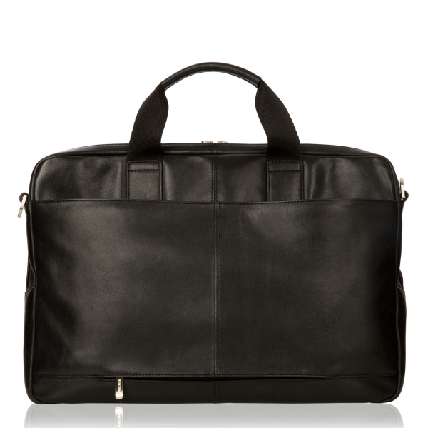 Knomo Amesbury Black Leather Brief for Laptop Up To 15-Inch
