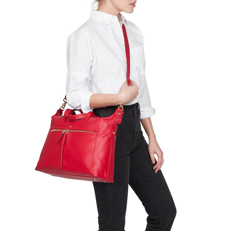 Knomo Audley Slim Leather Bag Chilli For Laptop 14 Inch