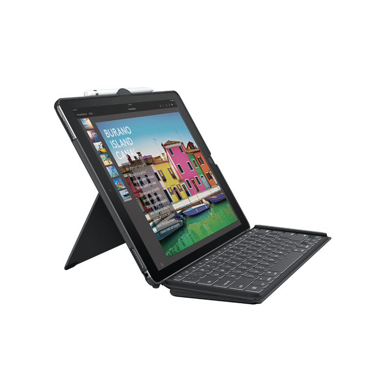 Logitech SLIM COMBO detachable backlit keyboard with smart connector for iPad Air (3rd Gen) and iPad Pro 10.5-inch Black QWERTY