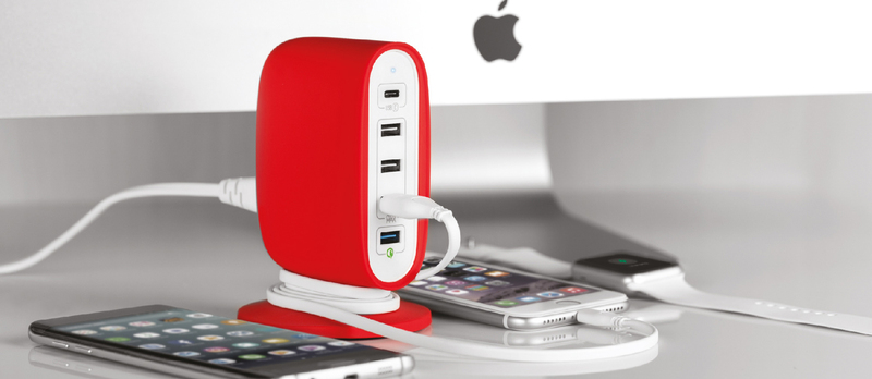 Momax U.Bull 5-Port USB Red Charging Station