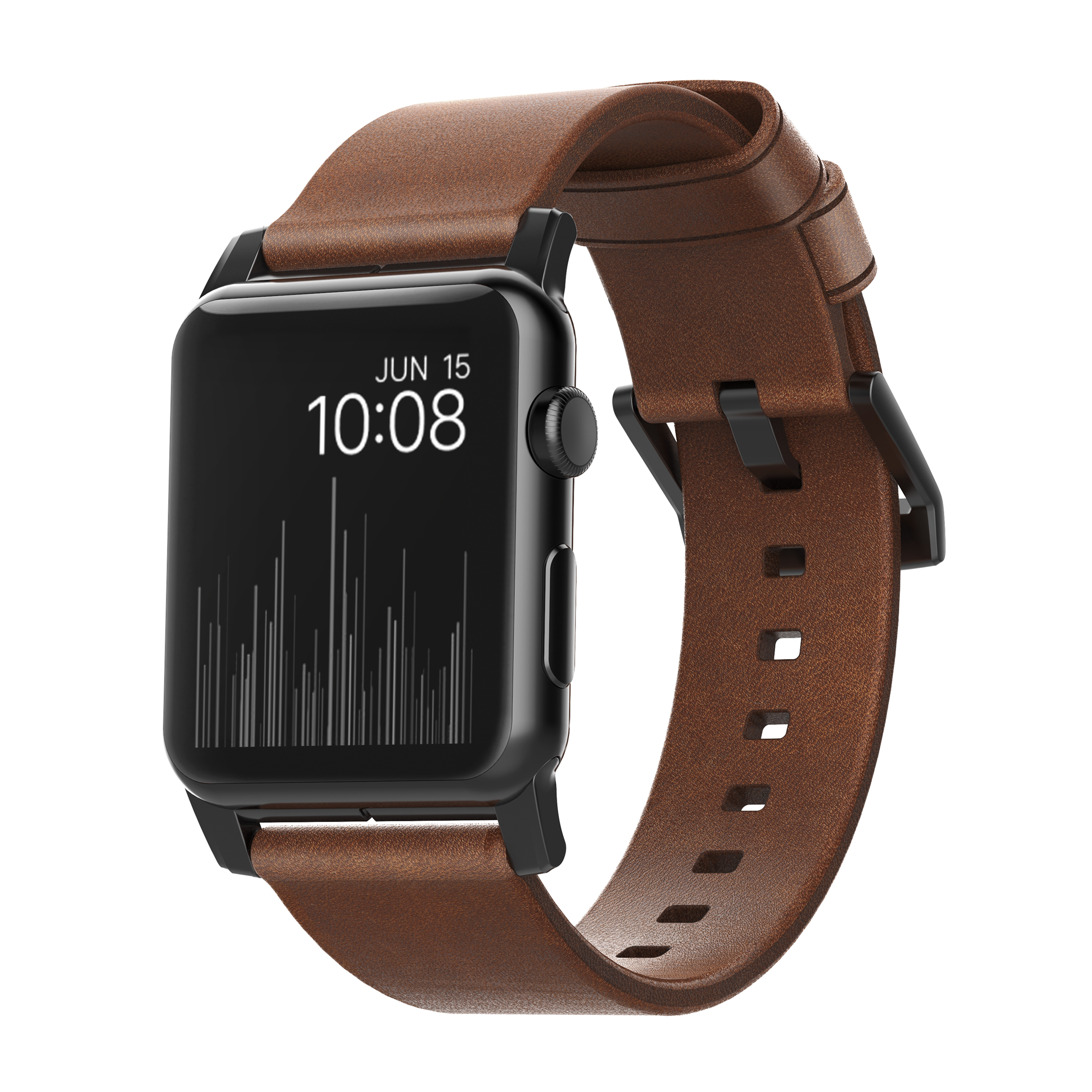 Nomad Modern Strap Rust Brown with Black Lugs for Apple Watch 42mm (Compatible with Apple Watch 42/44/45mm)