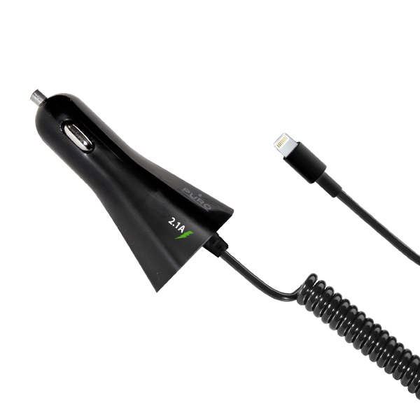 Puro Lightning 2.1A +USB Port Black Car Charger