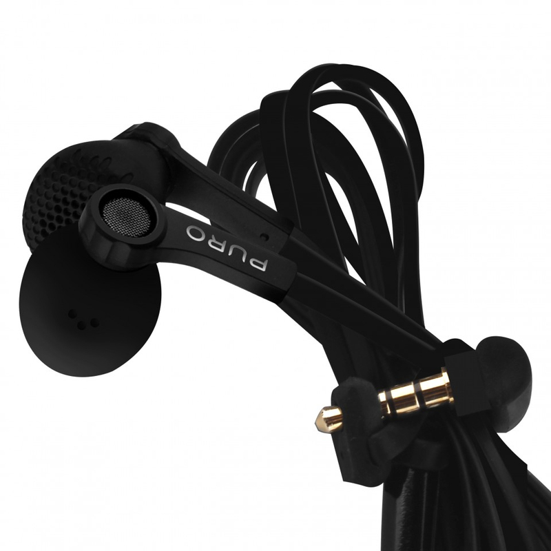 Puro Slug Flat Cable Black Stereo In-Ear Earphones