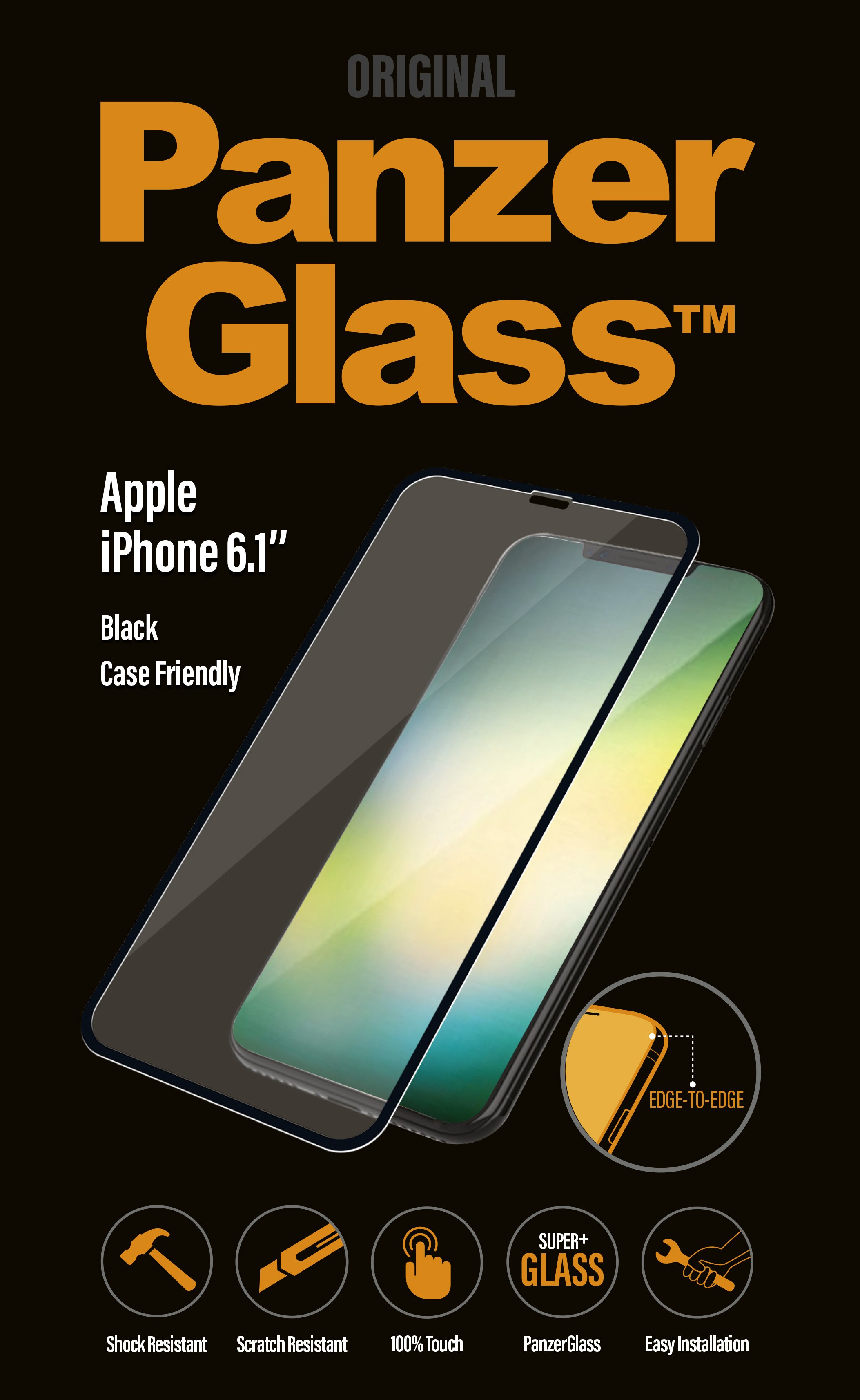 PanzerGlass Edge To Edge Black Frame Screen Protector for iPhone XR