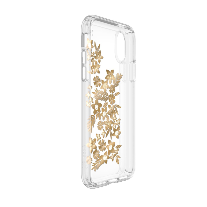 Speck Presidio Clear Shimmer Floral Case Metallic Yellow/Clear for iPhone X