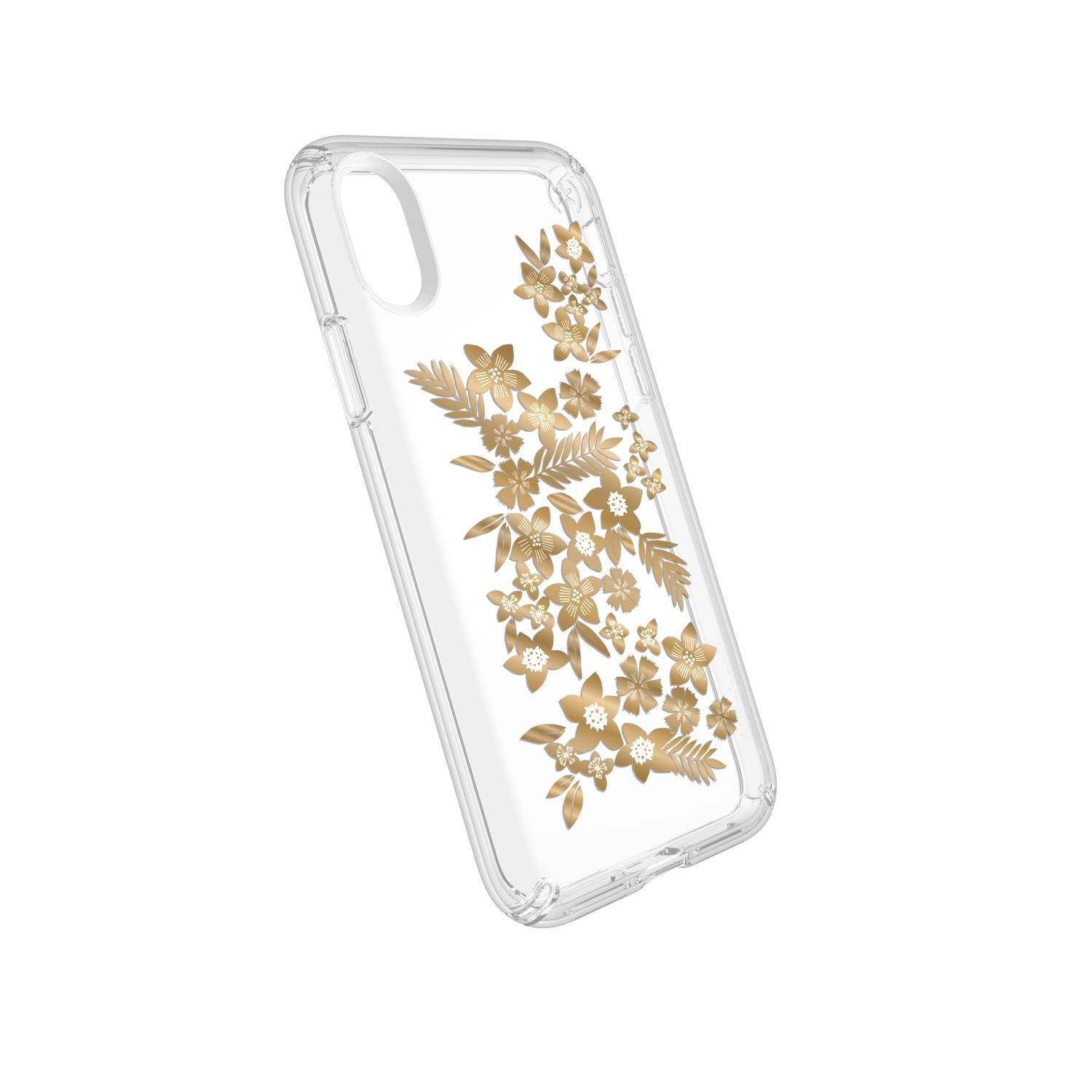 Speck Presidio Clear Shimmer Floral Case Metallic Yellow/Clear for iPhone X
