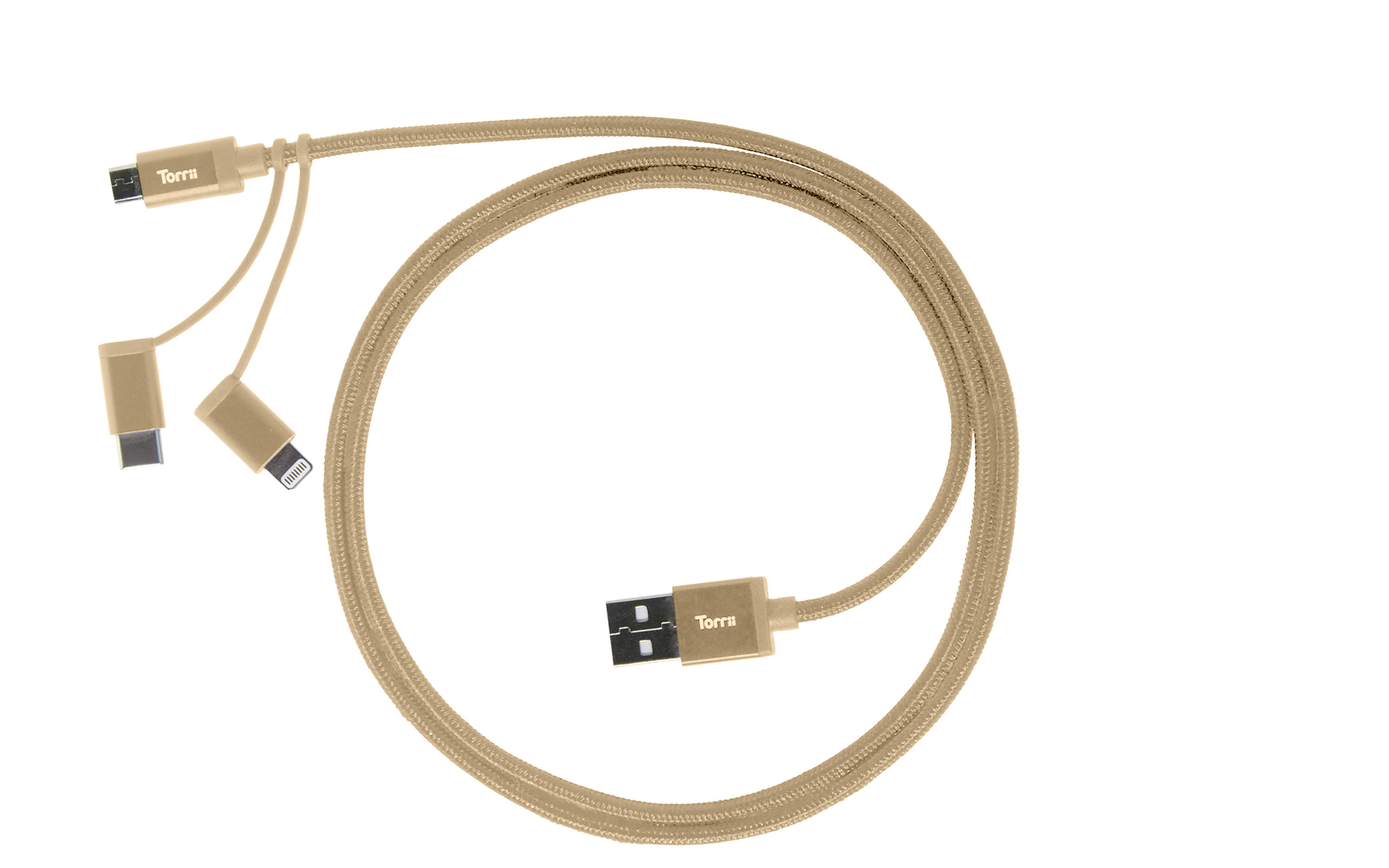 Torrii Kevable 3-In-1 Gold Lightning / Micro USB / USB-C Cable